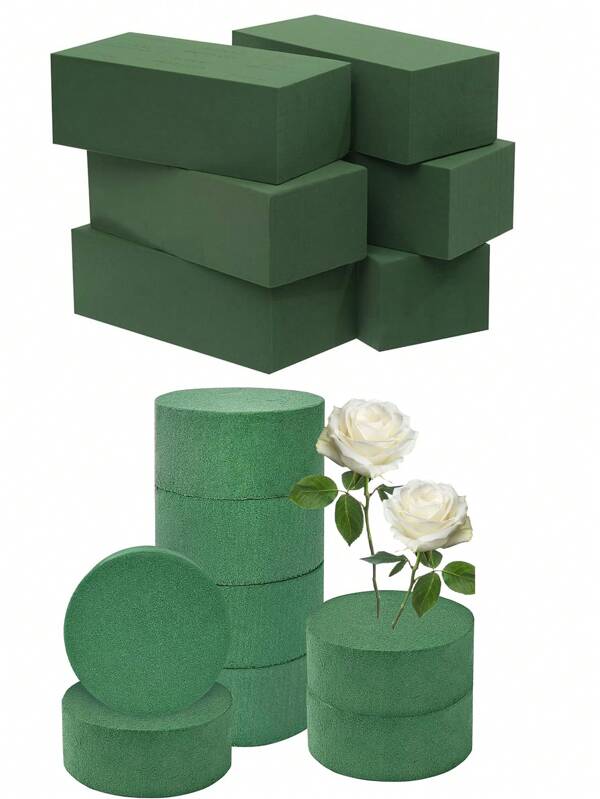 2 Stücke Blumenbasen, rund oder würfelförmige Blumenbasen, grüne nasse/trockene Basen für Frisch- und Kunstblumenarrangements, Floristenausstattung, DIY Basteln, Kunsthandwerk und Hochzeit