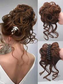 Synthetic Claw Chignon Women Messy Curly Fluffy Hair Bun Clip In Ponytail Hair Extensions Natural False Hairpieces