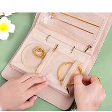 便携式 PU 皮革珠宝收纳簿珠宝活页夹，奢华珠宝收纳卷，小型防氧化珠宝收纳袋，大容量活页珠宝包装盒，日常珠宝耳环戒指项链收纳袋，旅行必需品旅行配件旅行包度假返校学校用品珠宝盒