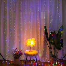 1pc Remote Control Window Curtain Fairy Lights String, 8 Modes, USB Powered, Suitable For Indoor Bedroom Window, Christmas, Ramadan, Wedding, Birthday Party Decor