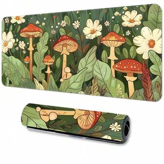 Extra stor musmatta med blommande svamp, spelbordsunderlägg, stor tangentbordsmatta, tvättbar, halkfri gummibotten, låsbar kantdesign, presentmusmatta, skrivbordsskydd, studieunderlägg, flera storlekar, datortangentbordsunderlägg, laptopmatta, skolmaterial, spelmusmatta för skolstart, skrivbordstillbehör, kontorsmaterial, kontorsskrivbordstillbehör, musmatta, musmatta för skrivbord