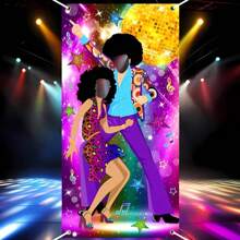 70s Party Decorations: Disco Door Banner With Facial Patterns (Polyester Material), 70s Themed Photo Props, Party Supplies - Facial Cutout Photo Backgrounds