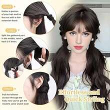 20-Inch Wavy/Straight Ponytail Wig With A Stylish Look Featuring A Korean Slouchy Layered Synthetic Curl, Thick Anti-Slip Rubber Band For A Low Ponytail