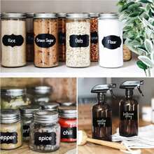 1pc Reusable Waterproof Black Chalkboard Label Sticker With White Chalk, For Mason Jars, Craft Rooms, Storage Spaces, Glass Bottles, Shop Organization, Home & Kitchen Items, Party Favors
