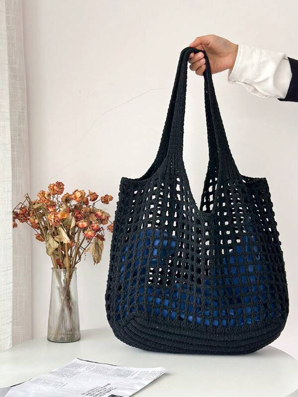 Strandtasche für den Sommerurlaub, modische und elegante gehäkelte Handtasche, große Umhängetasche für Damen, perfekt für Sommer, Urlaub, Alltag und Reisen, unverzichtbar für Studenten, Business-Lässig Frauen, Muttertags-Geschenk, Lehrertags-Geschenk, Hochzeits-Brautjungfern-Geschenk