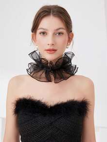 1pc Fashionable Solid Color Mesh Women Faux Collar For Dress For Christmas Decor - Multicolor - View 9