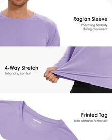 Boladeci Men's UPF 50 Sun Protection UV SPF Shirts Long Sleeve Lightweight Quick Dry Swim T-Shirts Rash Guard - Light Purple - View 5