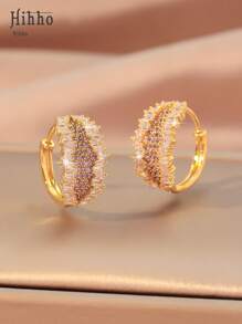 Hihho 1 par de brincos de argola geométricos incrustados com zircônia roxa e zircônia branca, acessório pessoal moderno e elegante, adequado para uso diário feminino, presente para festas e feriados