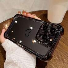 Black Simple Love Pattern Mobile Phone Case Is Suitable For IPhone16 15 14 13 12ProMAX Soft Edge 11 Shock-Proof Protective Case, Suitable For Gifts For Male And Girlfriend - 黑色 - 查看 2