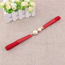 1pc Women Pearl Decor Elastic Waist Belt, Versatile For Sweaters, Jackets, Dresses