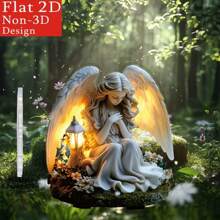 2D Flat 2D Non-3D Design | Angel With Lantern Garden Decor, Acrylic Outdoor Yard Art Sign For Lawn, Garden, Flower Pot - Bohemian Style, No Battery Needed, Garden Decoration | Angel Design | Detailed Craftsmanship, Garden Decor
