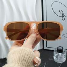 1pc Men Fashion Classic Aviator Single-Bridge Fashion Glasses, Business Pilot Frame Style, Suitable For Students, Office Workers, Oversized Frame Fit For Big Face, Workplace Accessory - Multicolor - View 4