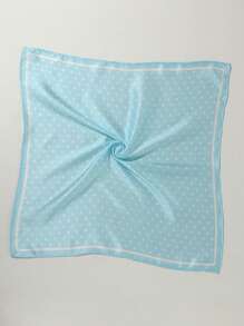 1 pièce Foulard carré petit à pois pour femmes, foulard de mode pour navette, cravate de style français rétro en faux soie