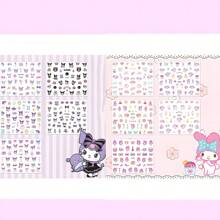 Sanrio 5 piezas de calcomanías de uñas de anime de Sanrio, calcomanías de arte de uñas de estilo de dibujos animados lindos, decoración de uñas de plástico autoadhesivo, con efecto luminoso, mate y forma asimétrica, de un solo uso - sin fragancia