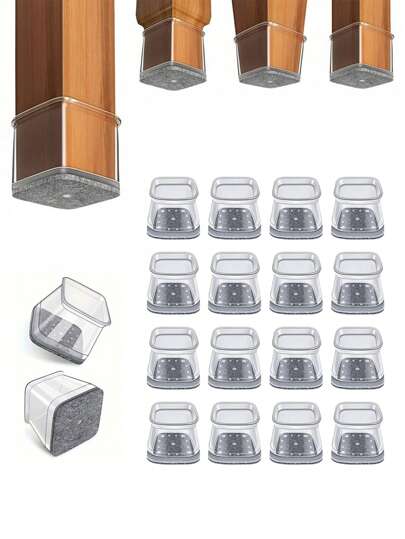 4/8/16/24 Pezzi Protezioni per le gambe di sedia quadrate, tamponi in silicone per mobili per pavimenti in legno duro, set di pattini per gambe di sedia, protezioni rettangolari per sedia, coperture in silicone per gambe di sedia, proteggono efficacemente il pavimento e le gambe del tavolo, riducono il rumore (grigio chiaro)