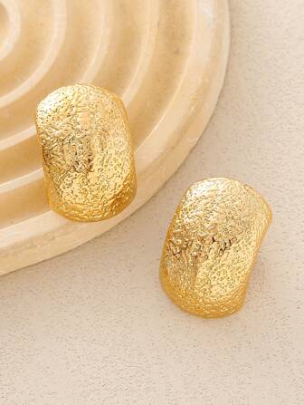 1 paire de boucles d'oreilles élégantes de style français, boucles d'oreilles en acier inoxydable à arche finition mate, accessoires de mode minimalistes chics