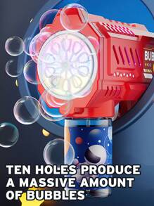 Máquina de burbujas de juego de agua para niños, soplador manual de burbujas estilo Gatling con múltiples orificios y de toque único, opción de 3 colores, generador de burbujas para juego de agua de verano (baterías y solución de burbujas no incluidas)