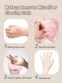 3/5pcs Soft Microfiber Facial Cleansing Cloths, Makeup Removal Face Towels With Hanging Loop, Gentle On Skin, Washable And Reusable - Multicolor - View 5