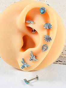 1 PIEZA Pendientes de turquesa Gema de turquesa Pendiente de trágus con forma de girasol de 16G para lóbulo de la oreja, trágus y cartílago