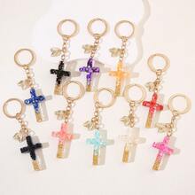 1pc Women's Fashionable Personalized Resin Heart Cross Pendant Keychain For Ladies, Christian Keyring Gift For Girlfriend, Friends And Women, Ideal For Backpack, Purse Decoration School Letter Car Accessories Cute Goth Y2k Bag Accessories Lanyards With Id Holder Car Accessories Bag Charms - Multicolor - View 13