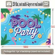 1 pieza Tapiz de pared grande de poliéster, Fiesta de piscina de verano - Diseño vibrante de flamenco tropical y palmera, Decoración interior/exterior, Telón de fondo para fotografía/transmisión en vivo, Suministros para fiestas de todas las temporadas, Fondo para eventos, Temas de festivales, Material duradero, Decoración del hogar, Plano 2D