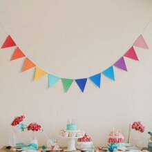 1pc Rainbow Pennant Banner Flags Garland Multicolor Bunting String Triangle Flags Bulk Rainbow Bunting For Carnival Birthday Party Festival Decorations
