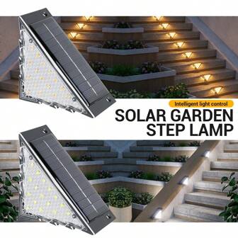 2pcs Solar Lights Outdoor LED Step Lights 16 LEDs Stair Light Solar Deck Lights Outdoor WaterproofSolar Decor Lights For Yard, Patio, Garden, Walkways, Front Door, Pathway, Driveway, Porch