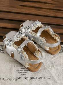 Girls Summer Floral Ballet Style Fairy Sandals, Nature-Inspired Princess Bows Shoes