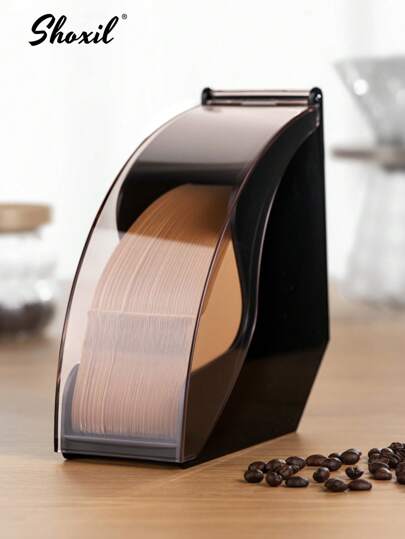 shoxil 1pc Coffee Filter Holder, Coffee Filter Storage With Dustproof Cover, Coffee Filter Paper Dispenser Rack, Coffee Filter Box For Coffee Shop, Home, Office, Capacity Of 200pcs And Cone Coffee Filters Back To School