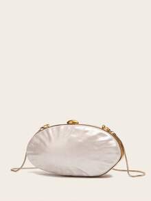 Women's Evening Clutch Bag, White Pearl Effect Hard Box Shaped Handbag, Acrylic Shell Design Party Bag, Shoulder Strap Crossbody - Multicolor - View 9