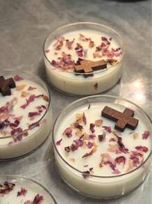 Kreuz Gebetskerze, aus natürlichem Sojaöl mit Rosenblüten hergestellt, für den Innenbereich, geeignet für Gebet, Raumdekoration und Stimmungsverbesserung