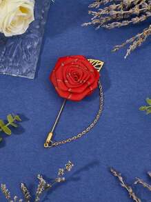 1 Stück Luxus Gold Seide Rose Brosche - elegante Ansteckblume für Hochzeitsbräutigam, Brautparty, Anzug, Herren- und Damenformalkleidung (lange Broschen-Design), Vintage Rucksack für die Schule
