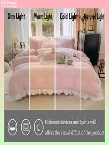 3 件套浅粉色超柔软男孩女孩学生宿舍床上用品套装：1 个羽绒被套、2 个枕套，可机洗，不含填充物