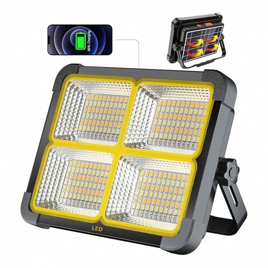 1pc Rechargeable Outdoor Emergency Work Light, Portable LED Work Solar Light, WithStepless Brightness Work Site Battery Rechargeable LED Floor Lamp, Used ForEmergency Work Light Power Failure - 橘色 - 查看 1