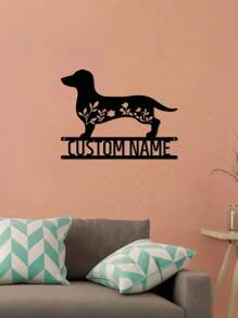 1 pieza Decoración de pared de arte de metal personalizable con salchicha dóberman con texto personalizado, silueta de perro con flores, cartel de metal para amantes de las mascotas, regalo personalizado para propietarios de perros, decoración colgante interior y exterior para amantes de los perros, regalos de Navidad, ornamentos, decoración del hogar, decoración de pared, decoración de habitación, decoración de la sala de estar, decoración de dormitorio, decoración de baño, decoración de cocina, decoración de la casa, regalos personalizados, regalos personalizados, decoración de jardín al aire libre