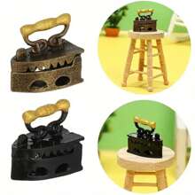 1/2 pièces [Fer miniature vintage] Statue de mini fer vintage, figurine mignonne, décoration de table en métal avec poignée dorée et design détaillé, accessoires idéaux pour maison de poupée, décoration de chambre, décoration de maison, meilleurs cadeaux