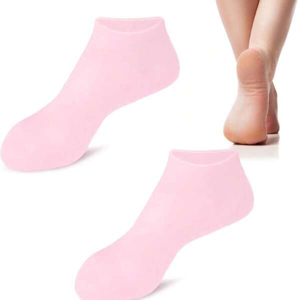 1 par/1 set de calcetines de silicona para el cuidado de los pies, para pies secos y agrietados, talones y suavizar la piel áspera, herramientas de cuidado de los pies para mujeres y hombres, ideales para pedicura, cuidado de los pies en el hogar, calcetines de alta elasticidad y absorción, adecuados para usar con masaje y gel hidratante para el cuidado de los pies