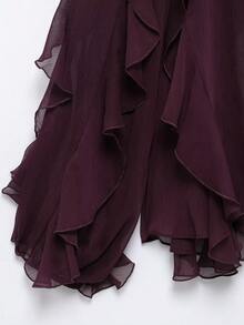 HH 2025 春季女款优雅V领衬衫单排扣女式长袖层叠装饰纯色衬衫 - 玫瑰紅 - 查看 5