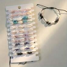 12pcs Ocean Beach Elements Starfish & Turquoise Beads Shells Braided Bracelets