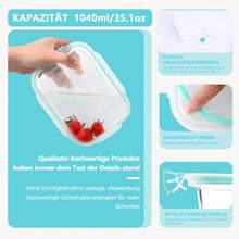 SAEIV Glass Lunch Box Set For Office Use, 4/8 Pieces, Capacity 1040 Ml Each, With Blue Lid, Microwave-Friendly Glass Container With Lid - Blue Set 4x1040ml - View 5