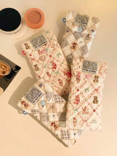 1pc Cartoon Printing Portable Women's Glasses Storage Bag, Fashion Sunglasses Storage Bag, Sunglasses Storage Bag, Cosmetics Storage Bag, Lipstick Storage Bag, Multi-Functional Storage Bag.