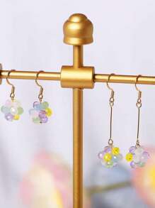 2 pièces Boucles d'oreilles pendantes élégantes et colorées avec fleurs d'hortensia en cristal faites à la main pour un port quotidien pour femmes