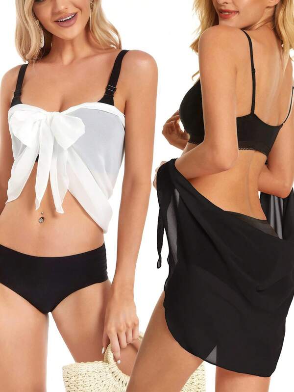 1 Piece/2 Pieces Women's Beach Cover Shirt Bikini Swimsuit Scarf Swimsuit Cover Shirt Sarong Shawl Skirt Swimsuit Wrap Skirt Summer Shawl