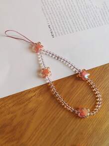 قلادة/حزام هاتف أكريليك ملون ذو رباعي أوراق البرسيم الحبات، متعدد الاستخدامات