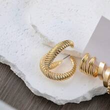1 Set Of 6 Pairs Fashionable Women's Earring Set, Zinc Alloy Material With Stainless Steel Posts, No Plating, Hypoallergenic, Suitable For Daily Wear And Vacation, Jewelry Set Designed Specifically For Women