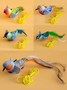 Juguete simulado de pájaro para gatos, seleccionado al azar - Un juguete de pájaro que a los gatos les gusta, un juguete que hace sonidos, un juguete para provocar a los gatos, un juguete para aliviar el aburrimiento de los gatos, se puede pegar al marco de la puerta y los gatos pueden jugar libremente. Adecuado para uso en interiores, adecuado para todos los gatos