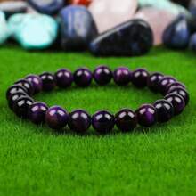 Tiger Eye & Purple Bead Bracelet For Wealth, Abundance & Prosperity - Elastic Stretch Beads With Clear Crystal Accents, Unisex Spiritual Jewelry Gift For Men & Women, Fashion Accessory |   Elegant Bead Design |   Elastic Stretch Bracelet, Tiger Eye Jewelry