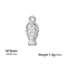 1 pieza Colgante con forma de pez pequeño 3D de acero inoxidable para pulsera, collar, manualidades