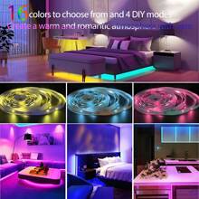 1m/20m Fita de Luz LED RGB Alimentada por USB, Controle Remoto de 24 Teclas, 16 Cores Ajustáveis, Lâmpadas Decorativas Flexíveis de LED 5050