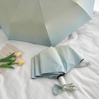 1 件两用雨伞，加厚黑色涂层遮阳雨伞，可折叠渐变自动遮阳伞，防紫外线